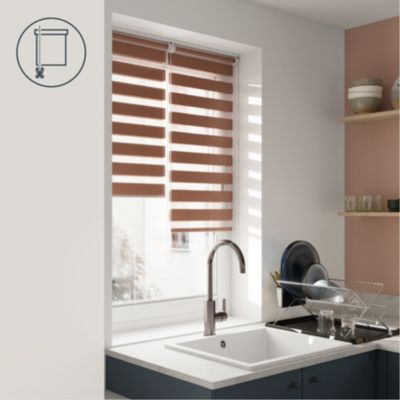 Store enrouleur jour / nuit sans perçage Elin 2 terracotta l.45 x H.140cm Goodhome
