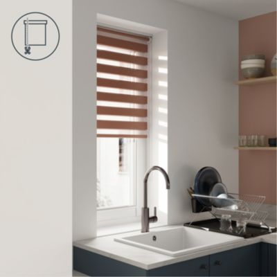 Store enrouleur jour / nuit sans perçage Elin 2 terracotta l.55 x H.180cm Goodhome