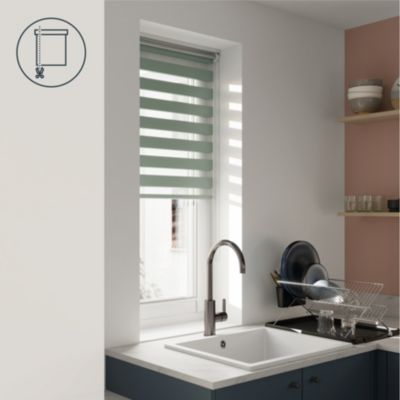Store enrouleur jour / nuit sans perçage Elin 2 vert céladon l.55 x H.180cm Goodhome