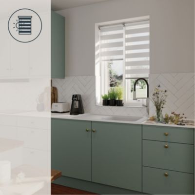Store enrouleur jour / nuit sans perçage Keston blanc cassé l.45 x H.140cm Goodhome