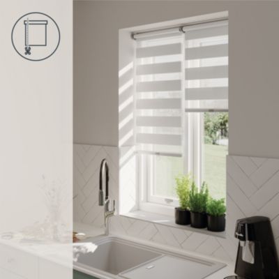 Store enrouleur jour / nuit sans perçage Keston blanc cassé l.45 x H.140cm Goodhome