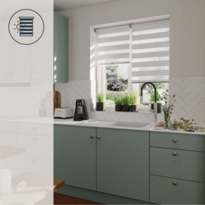 Store enrouleur jour / nuit sans perçage Keston blanc cassé l.60 x H.180cm Goodhome