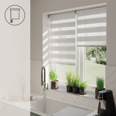 Store enrouleur jour / nuit sans perçage Keston blanc cassé l.60 x H.180cm Goodhome