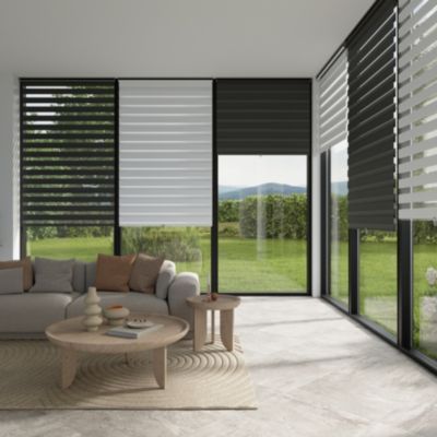 Store enrouleur jour / nuit sans perçage Keston blanc cassé l.60 x H.180cm Goodhome