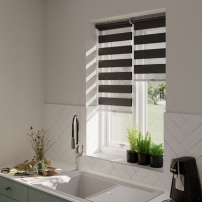 Store enrouleur jour / nuit sans perçage Keston noir l.45 x H.140cm Goodhome