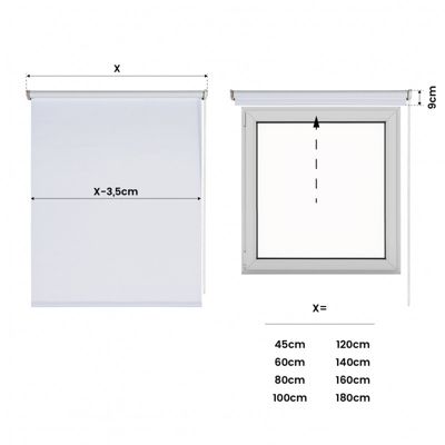 Store Enrouleur Occultant Blanc 45 x 180 cm