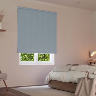 Store enrouleur occultant bleu marine tissu double face l.120cm x H.190cm Madeco