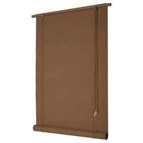 Store enrouleur occultant bois tissé intérieur et extérieur Ballauff moka 120/130 x 220 cm