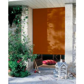 Store enrouleur occultant bois tissé intérieur et extérieur Ballauff orange 100/110 x 200 cm