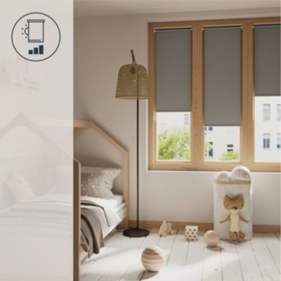 Store enrouleur occultant sans perçage Boreas 2 gris béton l.45 x H.140cm Goodhome