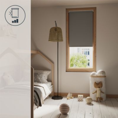 Store enrouleur occultant sans perçage Boreas 2 gris béton l.90 x H.180cm Goodhome