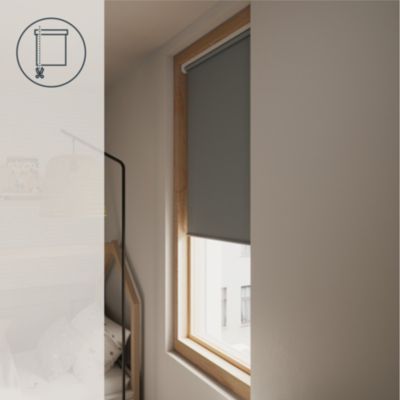 Store enrouleur occultant sans perçage Boreas 2 gris béton l.90 x H.180cm Goodhome
