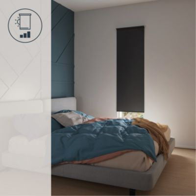 Store enrouleur occultant sans perçage Boreas 2 noir l.55 x H.180cm Goodhome