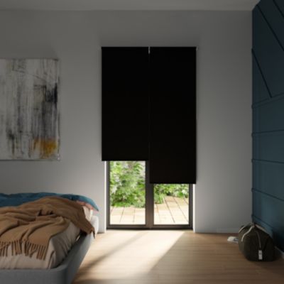 Store enrouleur occultant sans perçage Boreas 2 noir l.90 x H.240cm Goodhome