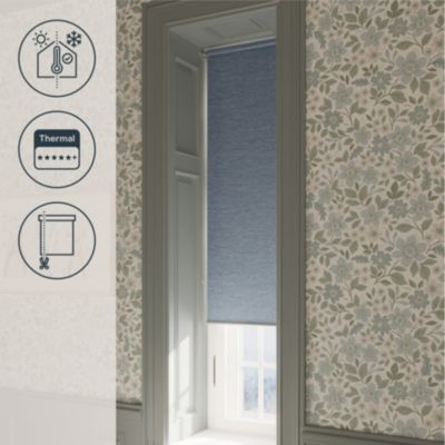 Store enrouleur occultant sans perçage Iwerne bleu marine l.40 x H.140cm Goodhome