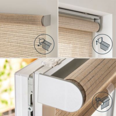 Store enrouleur occultant sans perçage Novan taupe l.120 x H.180cm Goodhome