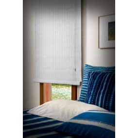 Store enrouleur tamisant bois tissé Ballauff blanc 120 x 220 cm