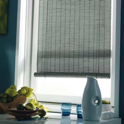 Store enrouleur tamisant bois tissé Ballauff gris l.120 x H.220cm