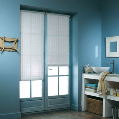 Store enrouleur tamisant bois tissé blanc H.200 x 100cm Ballauff