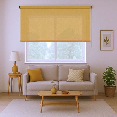 Store Enrouleur Tamisant Lisse pour Fenêtres et Portes Jaune 100x250 cm