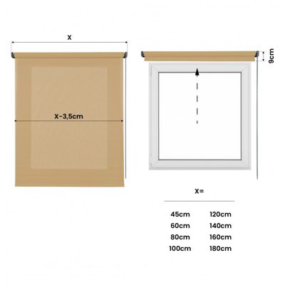 Store Enrouleur Tamisant Lisse pour Fenêtres et Portes Jaune 100x250 cm