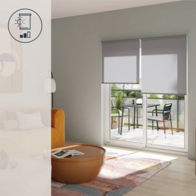 Store enrouleur tamisant sans perçage Halo 2 gris béton l.180 x H.240cm Goodhome