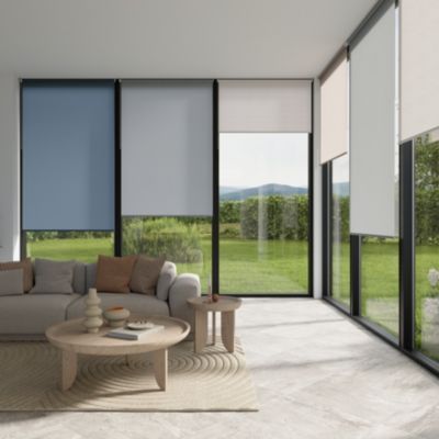 Store enrouleur tamisant sans perçage Halo 2 gris béton l.75 x H.240cm Goodhome