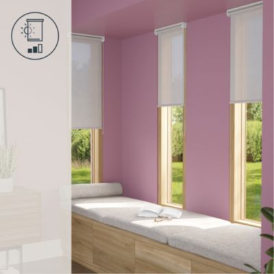 Store enrouleur tamisant sans perçage Halo 2 gris perle l.45 x H.140cm Goodhome