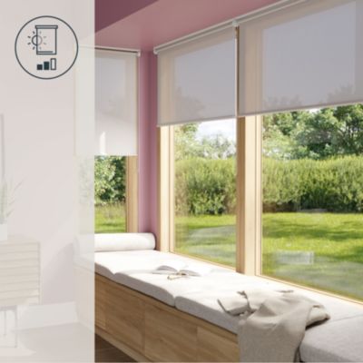 Store enrouleur tamisant sans perçage Halo 2 gris perle l.55 x H.180cm Goodhome