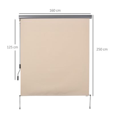 Store extérieur enrouleur vertical 1,6L x 2,5H m - manivelle - alu polyester haute densité 280 g/m² anti-UV50+ beige