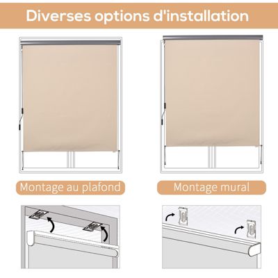 Store extérieur enrouleur vertical 1,6L x 2,5H m - manivelle - alu polyester haute densité 280 g/m² anti-UV50+ beige