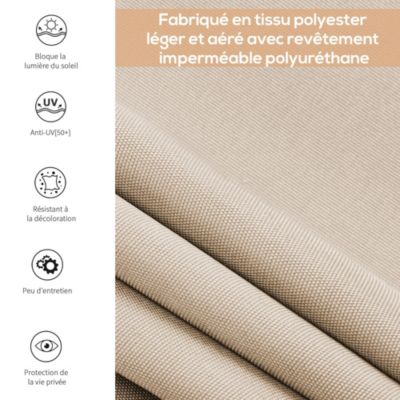 Store extérieur enrouleur vertical 1,6L x 2,5H m - manivelle - alu polyester haute densité 280 g/m² anti-UV50+ beige