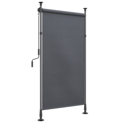 Store extérieur sur pied store manuel rétractable enroulable réglable dim. 1,5 x 2,2-3,1 m avec manivelle gris foncé