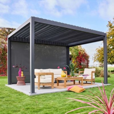 Store gris pour pergola bioclimatique   Triomphe   3x4 m. aluminium et textilène