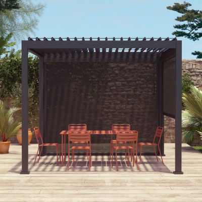 Store gris pour pergola bioclimatique   Triomphe   3x4 m. aluminium et textilène