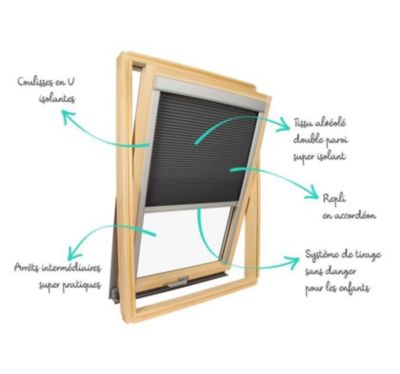 Store isolant compatible fenêtre de toit VELUX  pour dimension MK04 - Gris