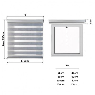 Store Jour Nuit Stores Enrouleurs avec Finitions en Aluminium de Qualité Supérieure Gris 200 x 250cm