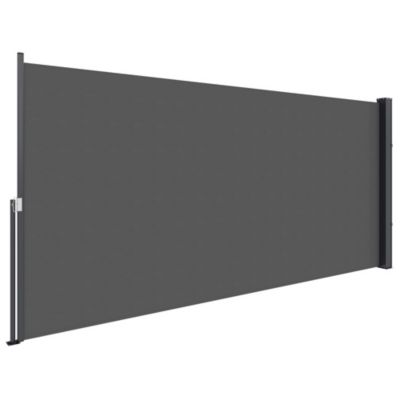 Store latéral brise-vue paravent rétractable de jardin dim. 3 x 1,4 m alu. polyester gris foncé