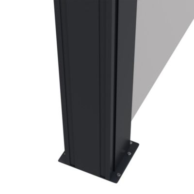 Store latéral brise-vue paravent rétractable de jardin dim. 4L x 1,80H m alu. polyester haute densité gris