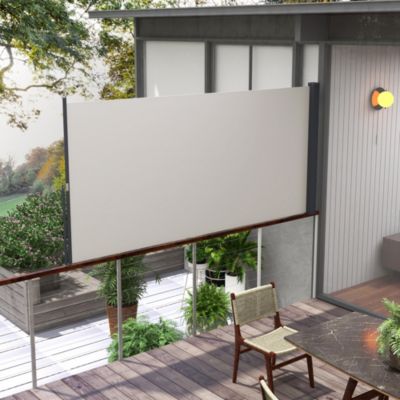 Store latéral brise-vue paravent rétractable dim. 3L x 1,40H m gris