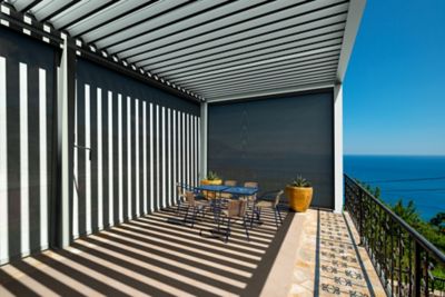 Store latéral/façade gris pour pergola Oviedo autoportante blanc 3m