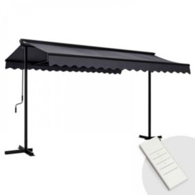 Store mobile électrique double pente 3 x 4m aluminium anthracite  Oviala