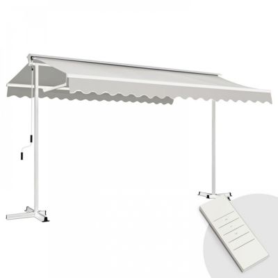 Store mobile électrique double pente 3 x 4m aluminium taupe  Oviala