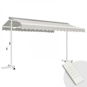 Store mobile électrique double pente 3 x 4m aluminium taupe  Oviala