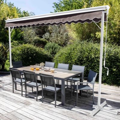 Store mobile électrique double pente 3 x 4m aluminium taupe  Oviala