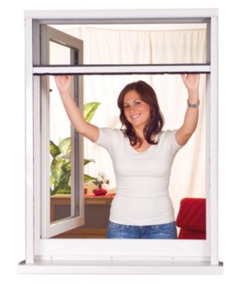 Store moustiquaire en aluminium blanc recoupable pour fenêtre l.125 x H.170 cm