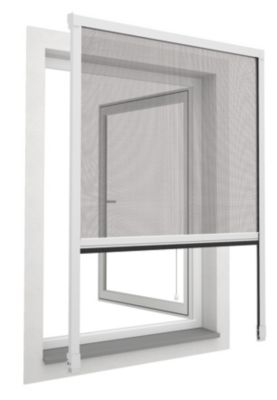 Store moustiquaire en aluminium blanc recoupable pour fenêtre l.125 x H.170 cm