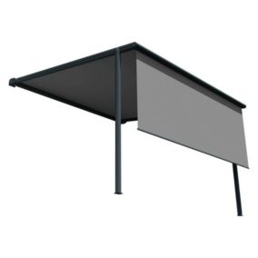 Store pergola toile rétractable - LURRA (Motorisé Secours à Télécommande + LED - Gris Anthracite - Gris foncé - 4.00m x 4.00m)