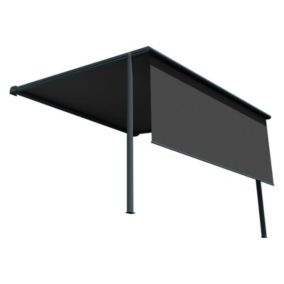 Store pergola toile rétractable - LURRA (Motorisé Secours à Télécommande + LED - Gris Anthracite - Noir - 4.00m x 3.00m)