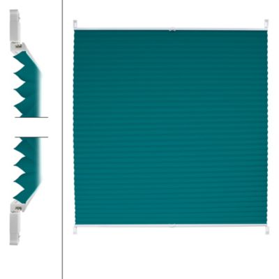 Store Plissé Klemmfix 85x200 cm, Bleu Pétrole, Sans Perçage
